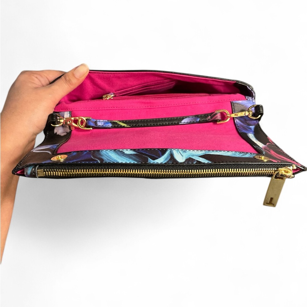 Ted Baker Floral Print Crossbody Bag in Black, Pink, Blue, Yellow - Picture 6 of 7